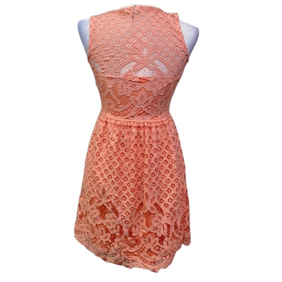 Lace Sweetheart Neck Lining Light Sherbet Dress - Picture 4 of 5